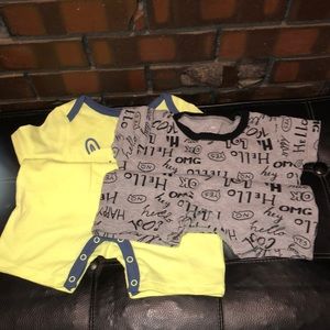 Two rompers one with tags still